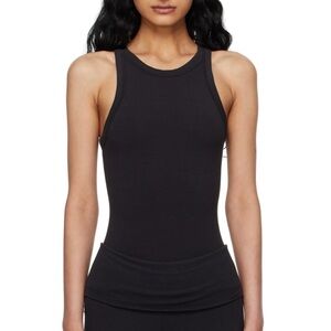 SKIMS Cotton Jersey Crew Neck Tank in Soot (washed black)